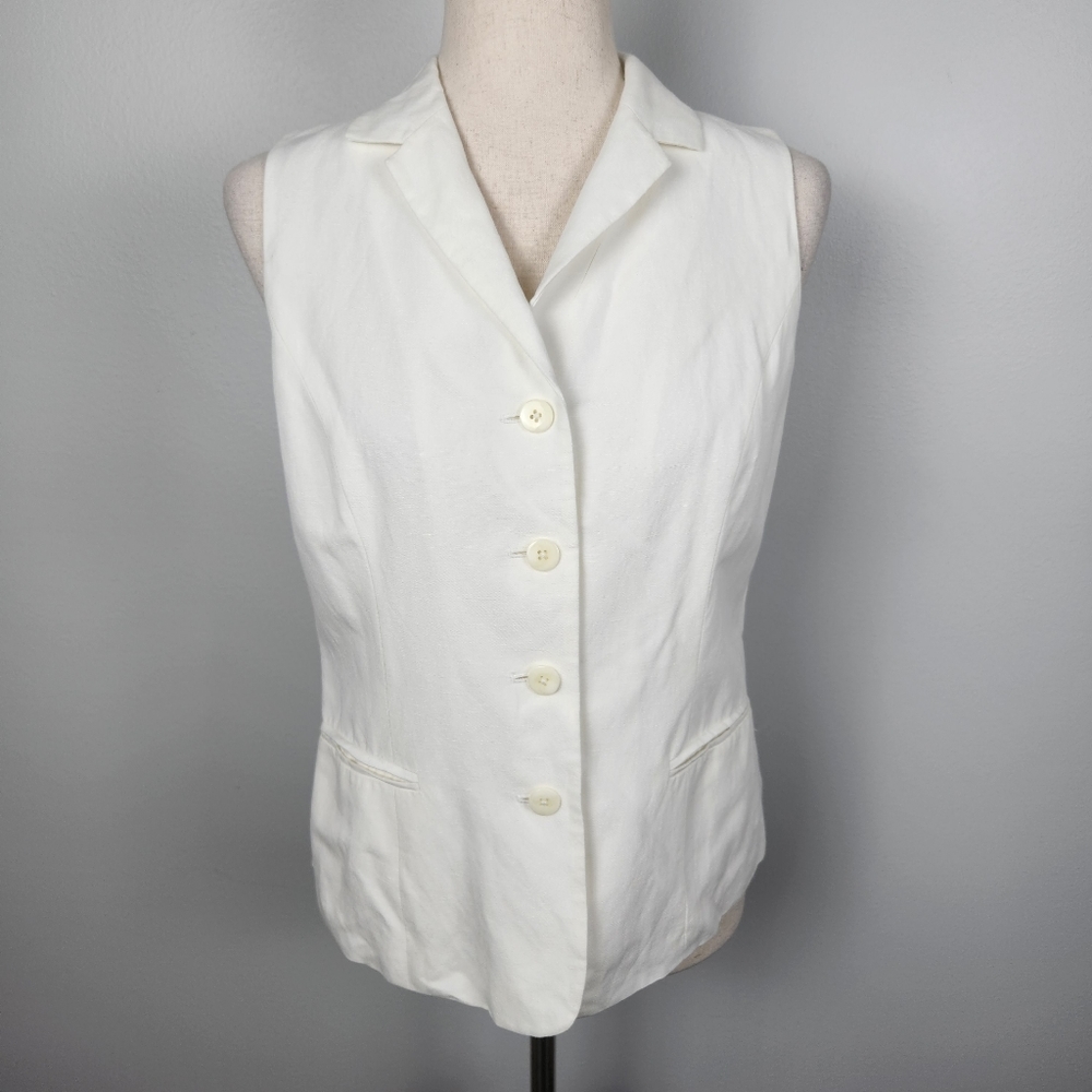NWOT Ann Taylor LOFT White Linen Sleeveless Vest Top Size 8